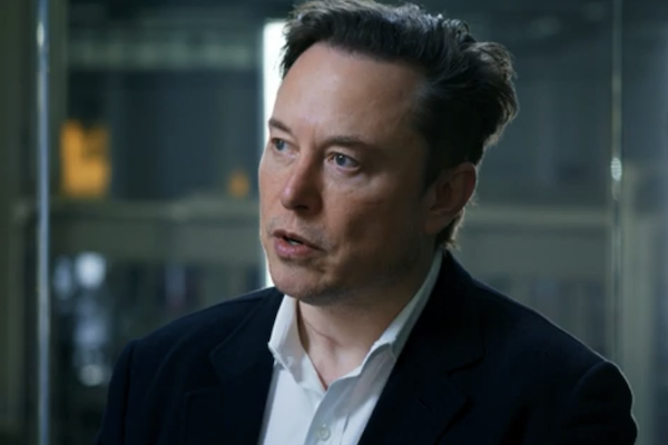 Image of Elon Musk during an interview at the Tesla Gigafactory in Texas